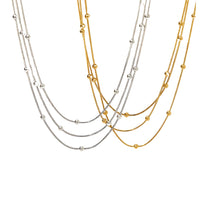 14K Gold Layering Herringbone Beads Chain Necklace