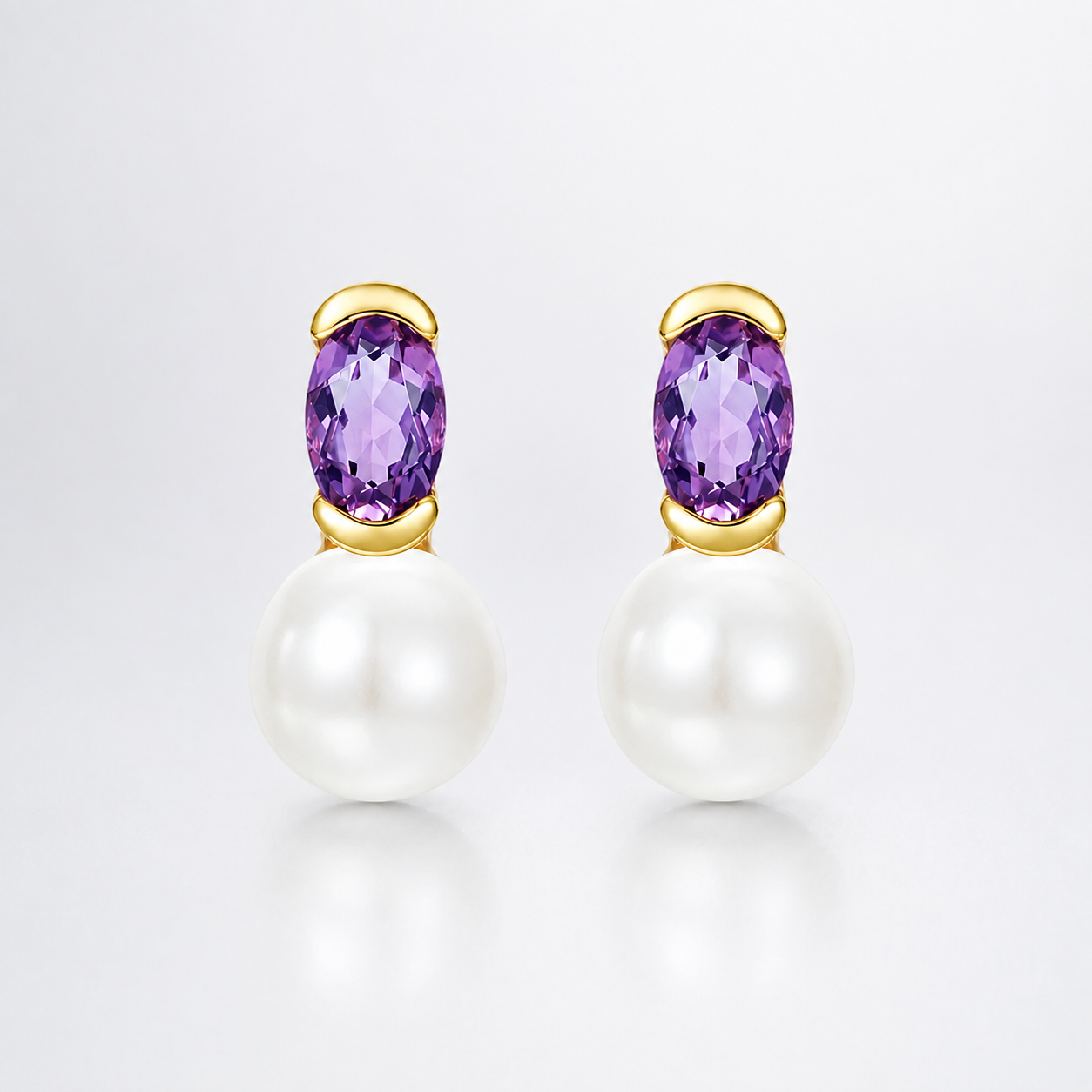 Violet Amethyst Freshwater Pearl Drop Earrings