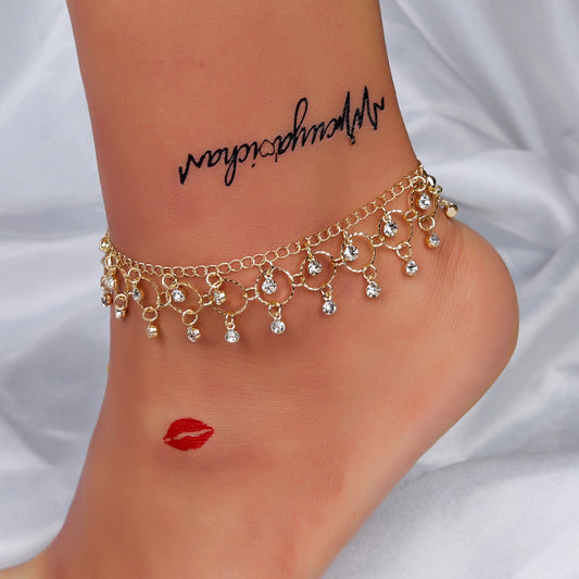 Rhinestone Belly Dance Layered Indian Anklet Leg Chain