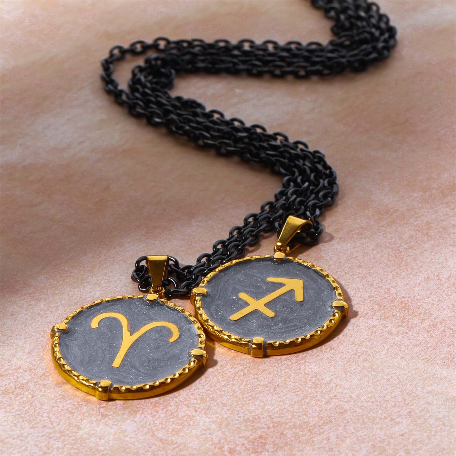 18K Gold Retro Zodiac Astrology Pendant Necklace