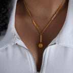 18K Gold Star Pendant Half Chain Necklace