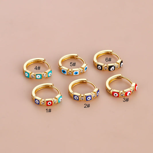 18K Gold Boho Evil Eye Conch Hoop Piercings