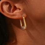 18K Gold Plated Hollow Textured U Hoop Earrings