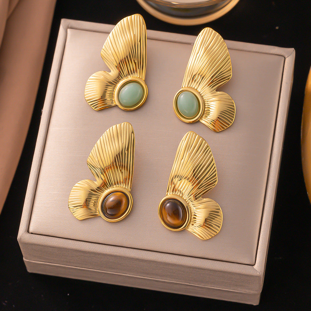 18K Gold Plated Chunky Butterfly Stud Earrings