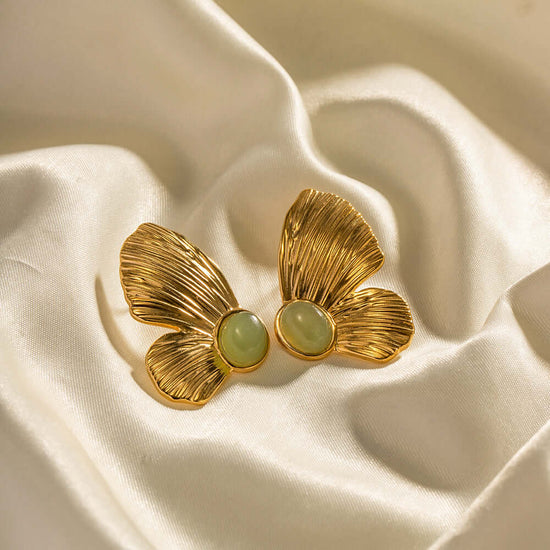 18K Gold Plated Butterfly Stud Earrings | JDE00418K Gold Plated Chunky Butterfly Stud Earrings