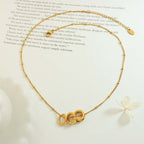 18K Gold Multi Rings Charm Pendant Necklace