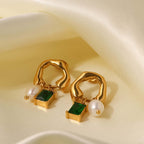18K Gold Huggies Hoop Earrings, Pearl Hoop Earrings, CZ Hoop Earrings