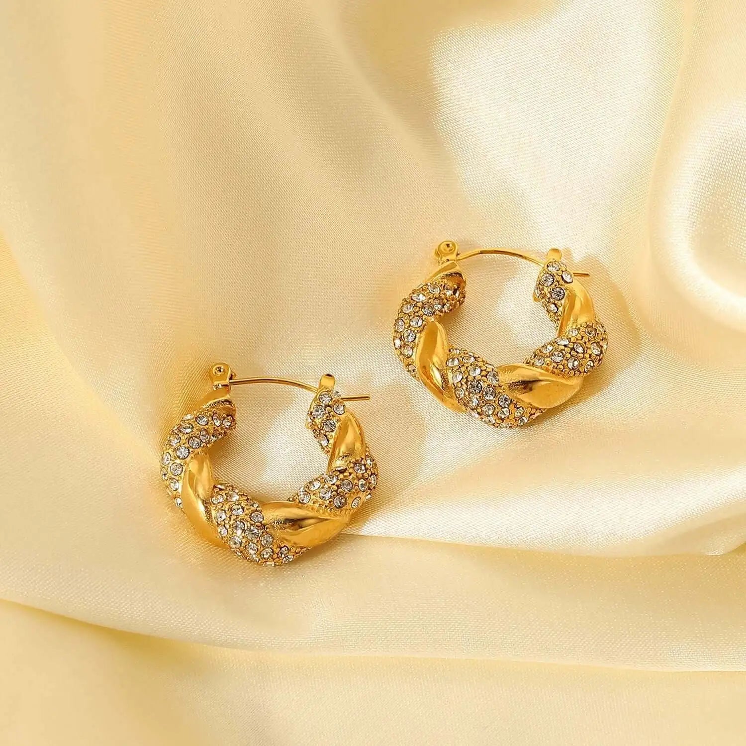 18K Gold Plated Irregular Blaid Hoop Earrings