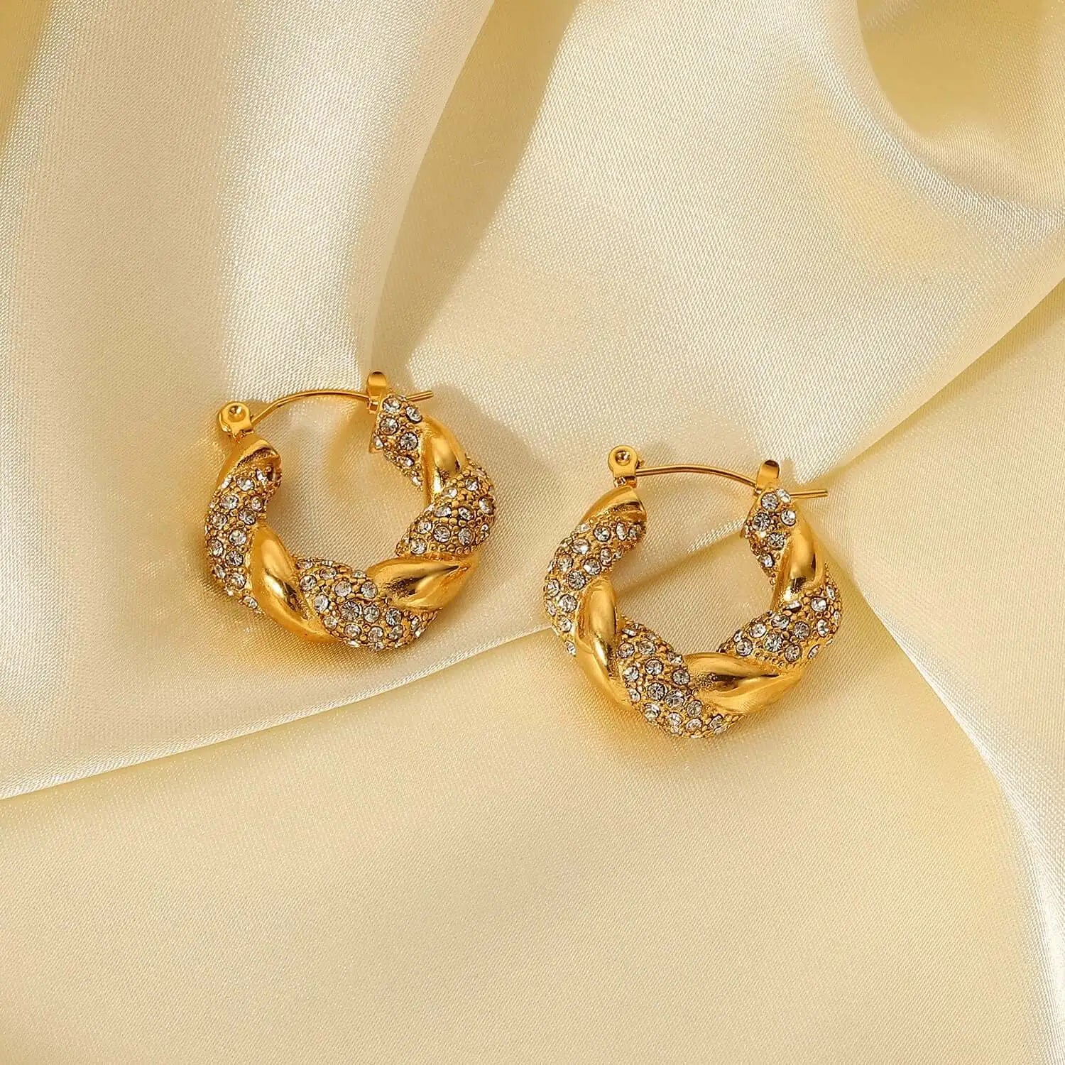 18K Gold Plated Irregular Blaid Hoop Earrings