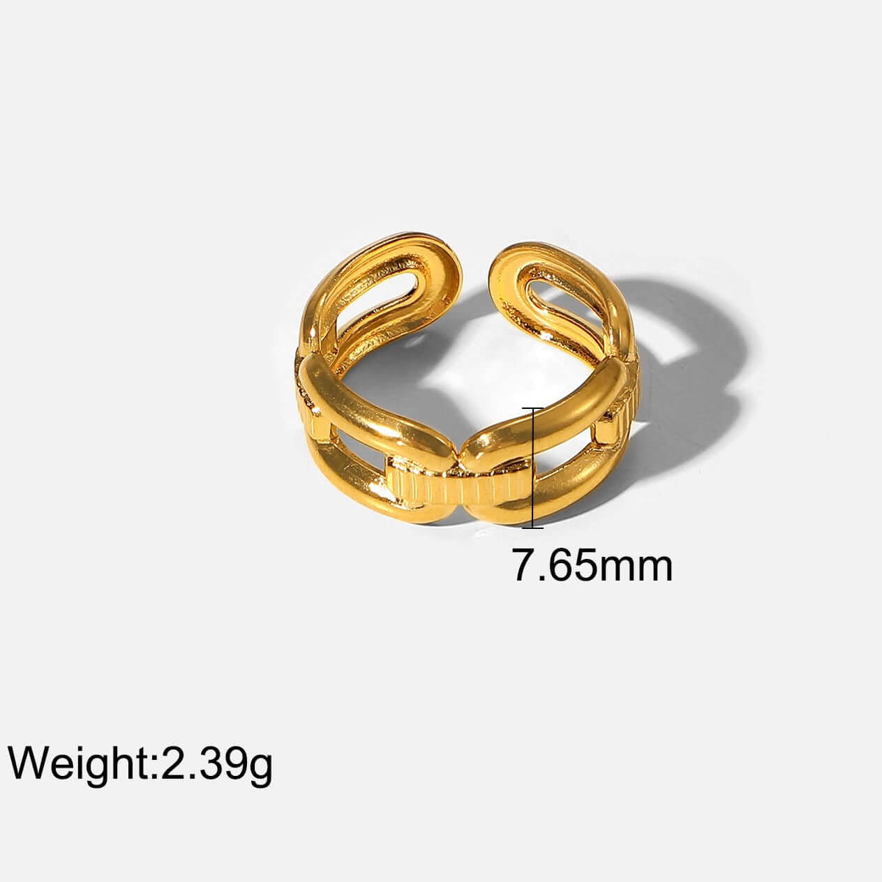 18K Gold Plated Classic Hollow Chain C Hoop Earrings and Ring