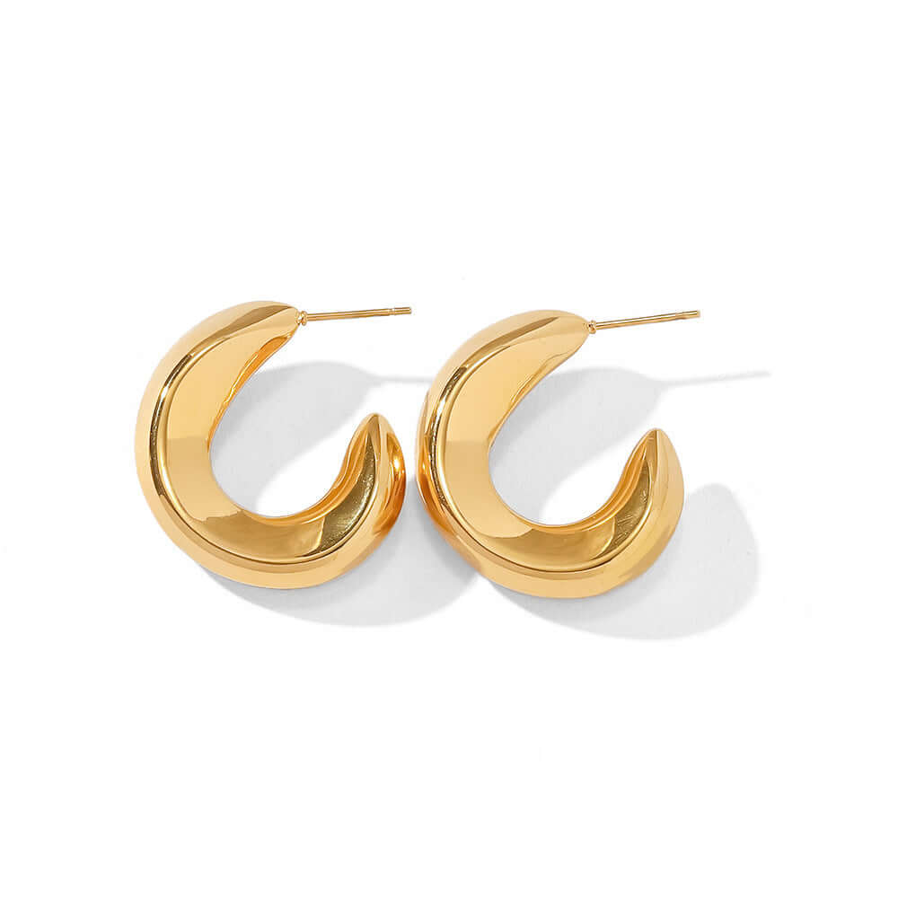 18K Gold Plated Chic C Hoop Earrings