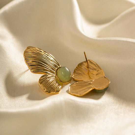 18K Gold Plated Butterfly Stud Earrings | JDE00418K Gold Plated Chunky Butterfly Stud Earrings