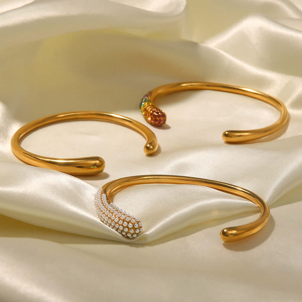 18K Gold Plated Stainless Steel Cuff Bangle | JDB489