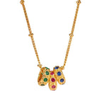 18K Gold Plated Color Rings Charm Necklace