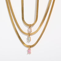 18K Gold Serpentine Choker Necklace with CZ