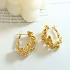 18K Gold Crinkle Hoop Earrings Gold