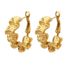 18K Gold Crinkle Hoop Earrings Gold