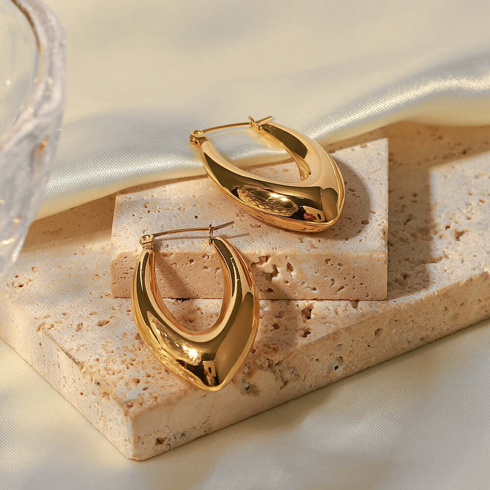 18K Gold Plated Curve Hoop French Earrings