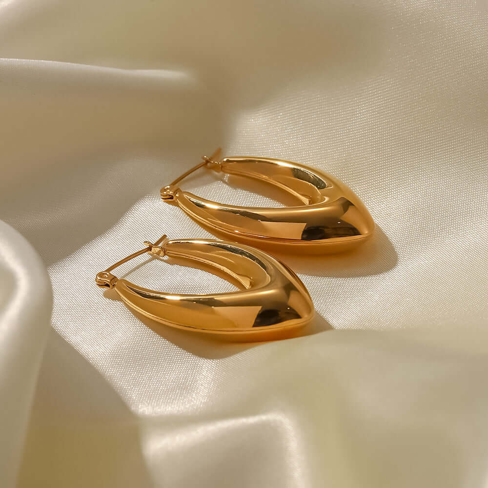 18K Gold Plated Curve Hoop French Earrings