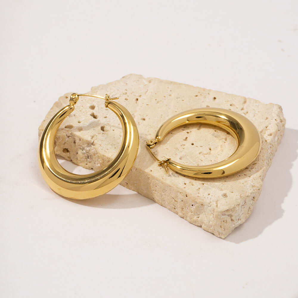 18K Gold Plated Fat Chunky Hoop Earrings