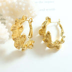 18K Gold Crinkle Hoop Earrings Gold