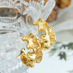 18K Gold Crinkle Hoop Earrings Gold