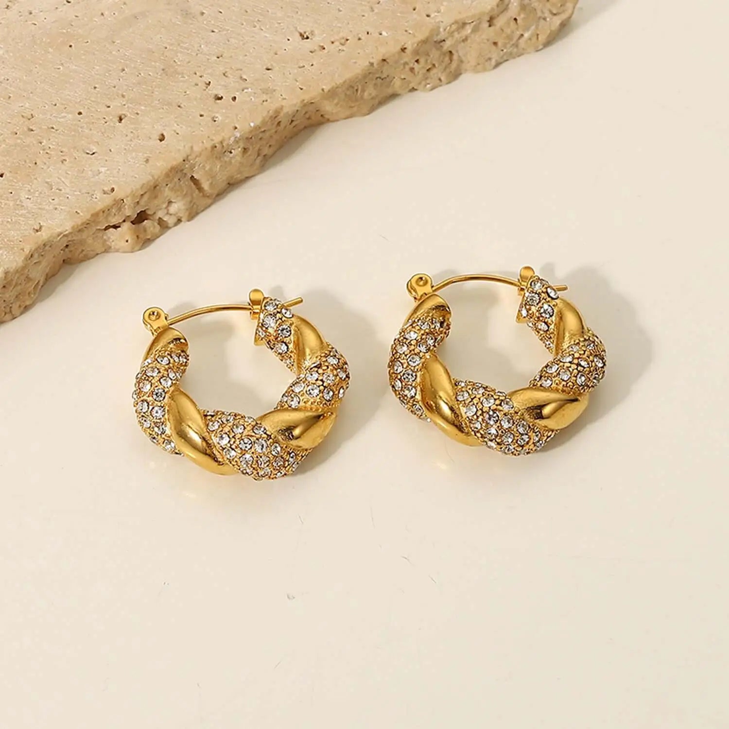 18K Gold Plated Irregular Blaid Hoop Earrings