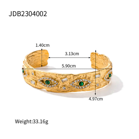 18K Gold Evil Eye Bangle Bracelet