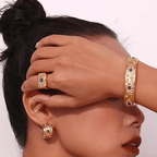 18K Gold Evil Eye Bangle Bracelet