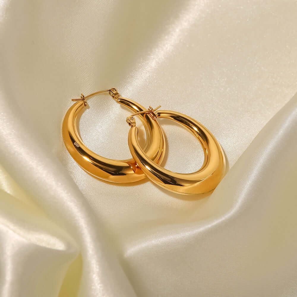 18K Gold Plated Fat Chunky Hoop Earrings