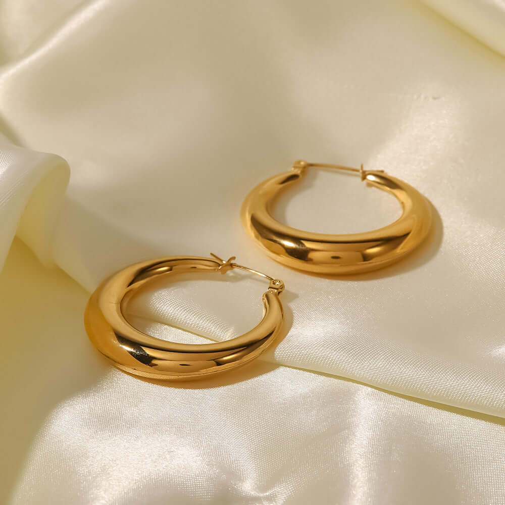 18K Gold Plated Fat Chunky Hoop Earrings