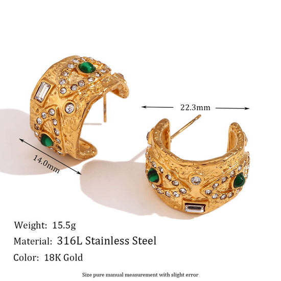 18K Gold Evil Eye C Hoop Earrings