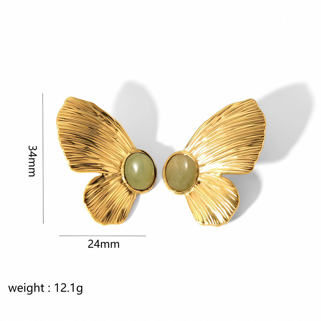 18K Gold Plated Chunky Butterfly Stud Earrings