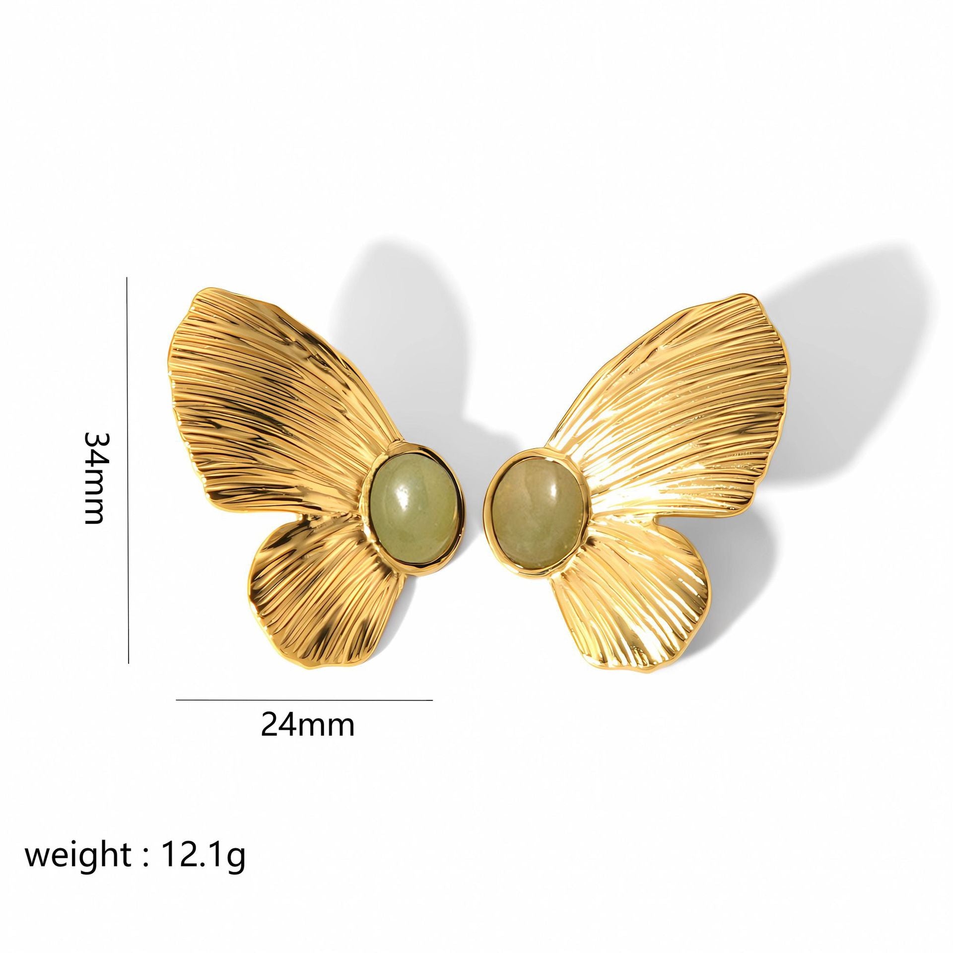 18K Gold Plated Chunky Butterfly Stud Earrings