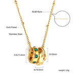 18K Gold Multi Rings Charm Pendant Necklace