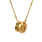 18K Gold Multi Rings Charm Pendant Necklace