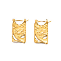 18K Gold Plated Geometric Hollow Rectangle Hoop Earrings | JDE014