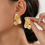 18K Gold Plated Chunky Butterfly Stud Earrings