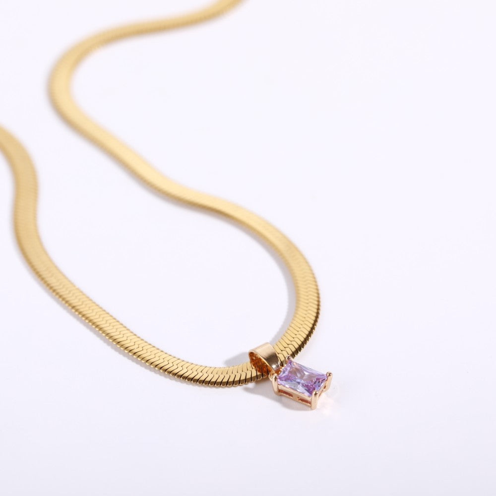 18K Gold Serpentine Choker Necklace with CZ