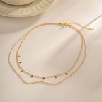 18K Gold Plated Geometric Double Strand Chain Necklace