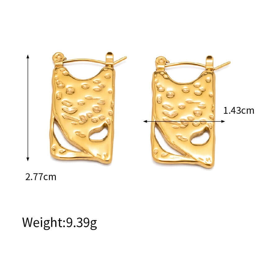 18K Gold Plated Geometric Hollow Rectangle Hoop Earrings | JDE014