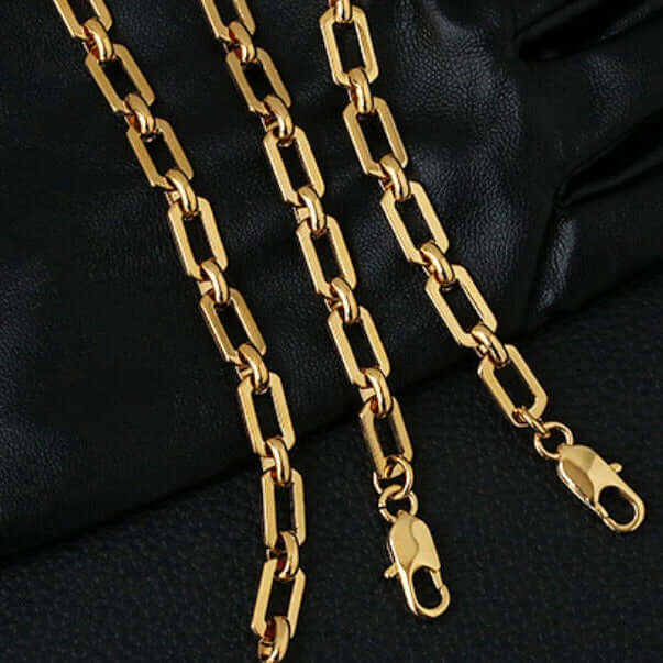 18K Gold Oval Link Chain Bracelet 