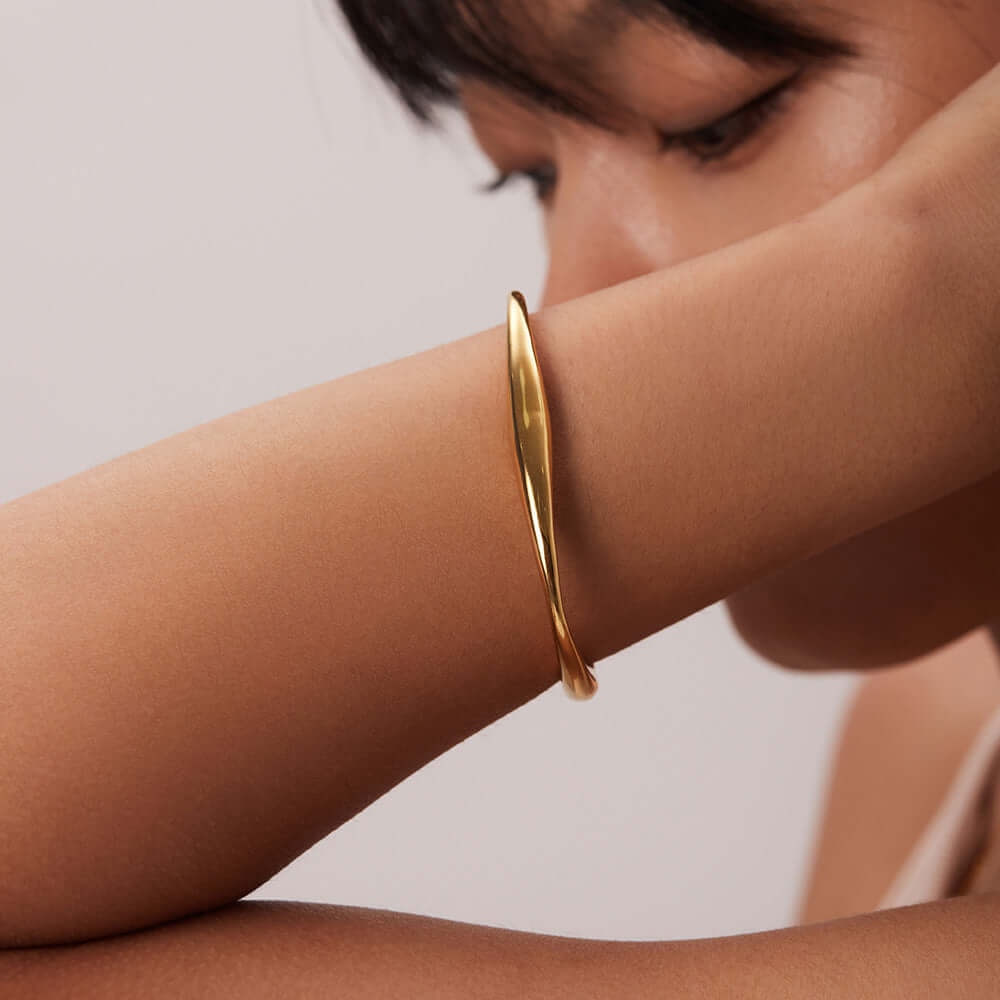 18K Gold Plated Titanium Bangle Bracelet | JDB289