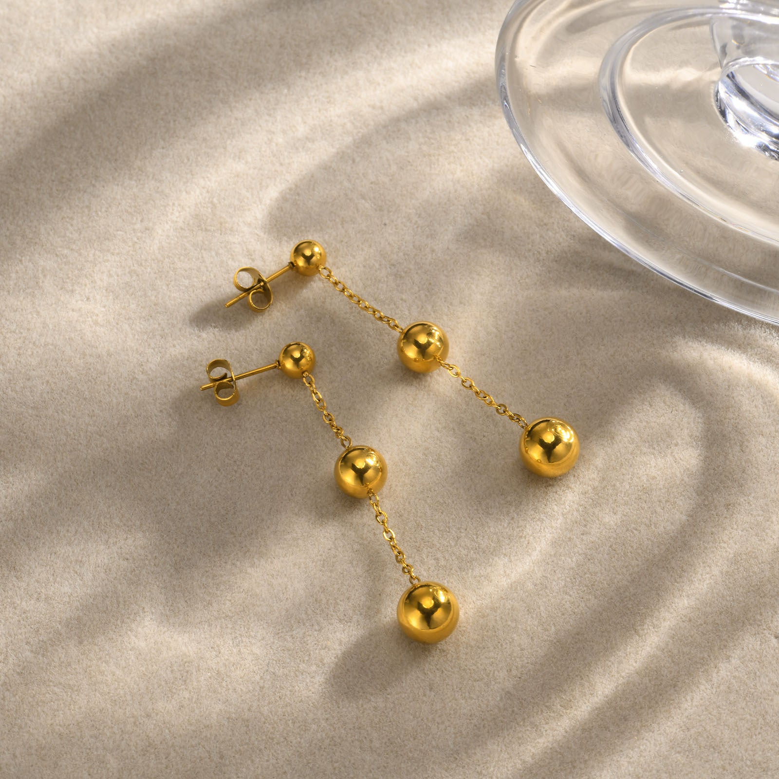 18K Gold Plated Irregular Beads Drop Earrings