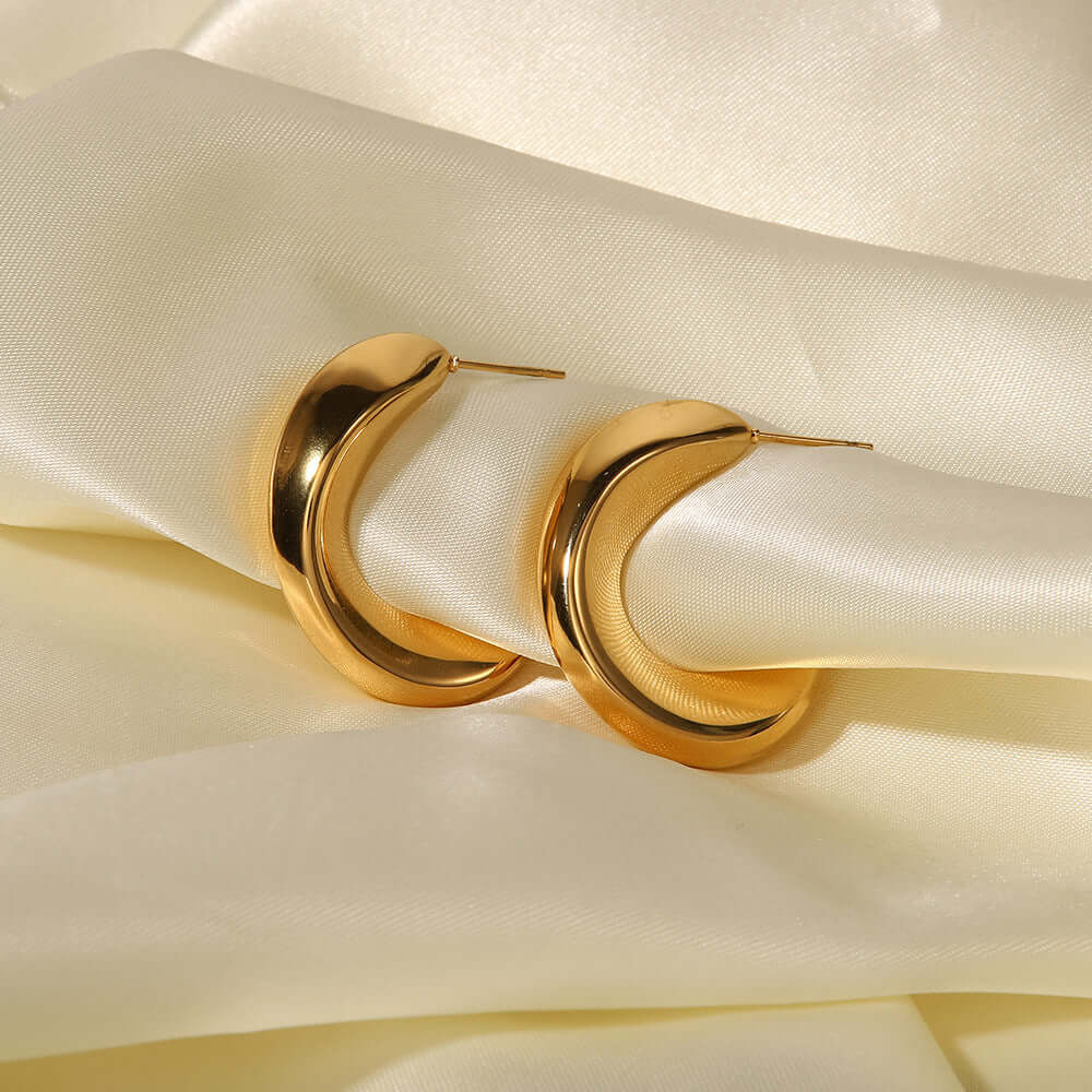 18K Gold Plated Chic C Hoop Earrings