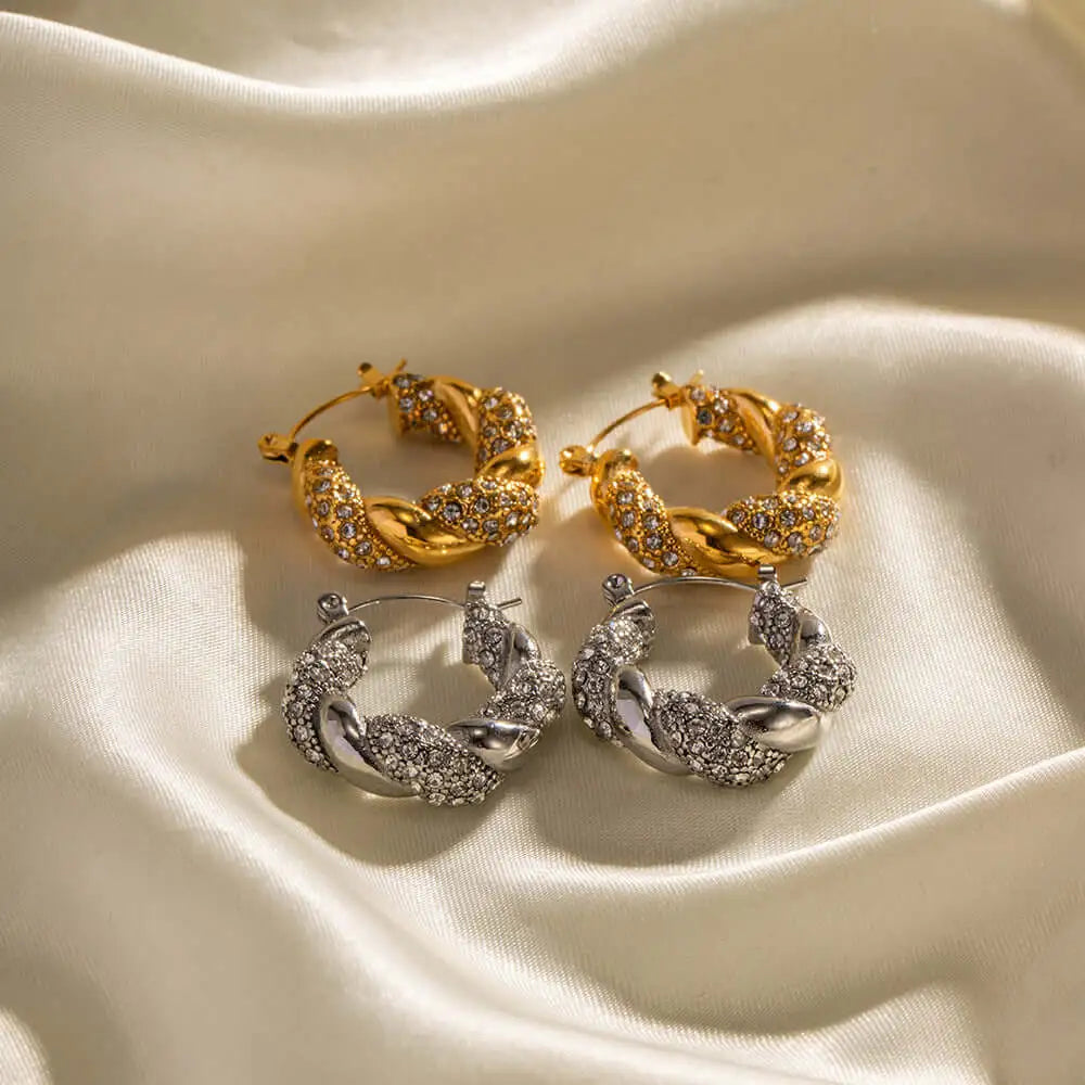 18K Gold Plated Irregular Blaid Hoop Earrings