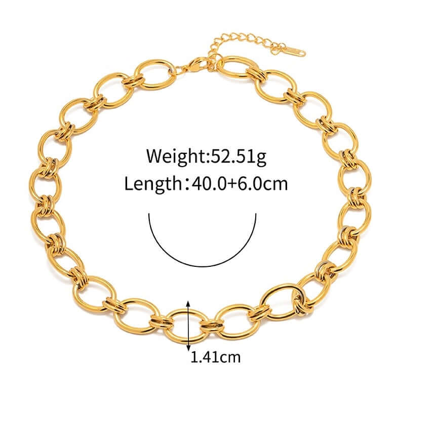 18K Gold Plated Stainless Steel Chunky Chain Bracelet and Necklace