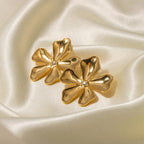 18K Gold Plated Stainless Steel Earrings, Five Leaf Clover Earrings | JDE041