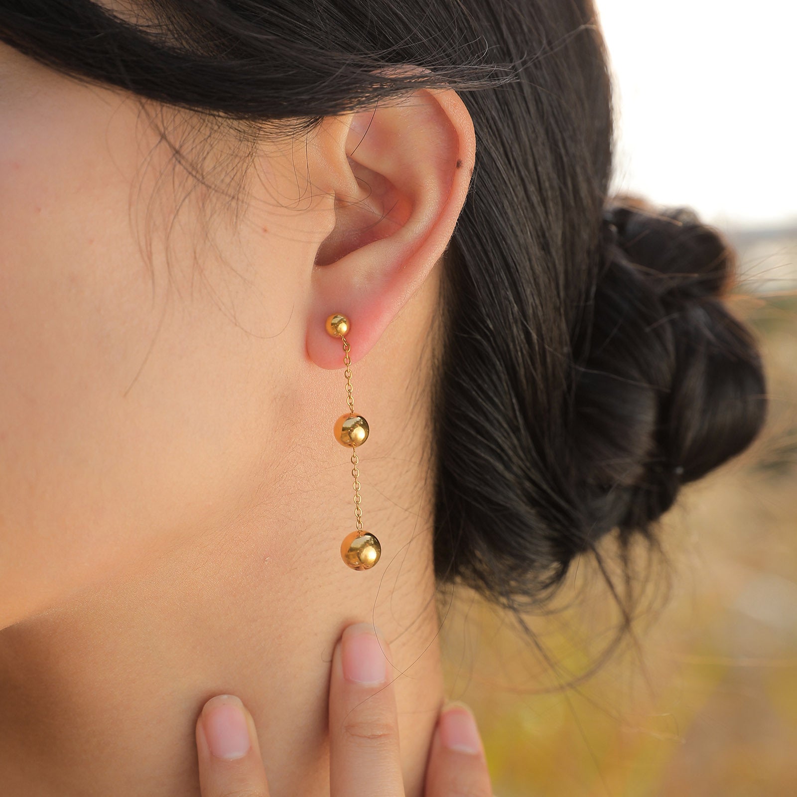 18K Gold Plated Irregular Beads Drop Earrings