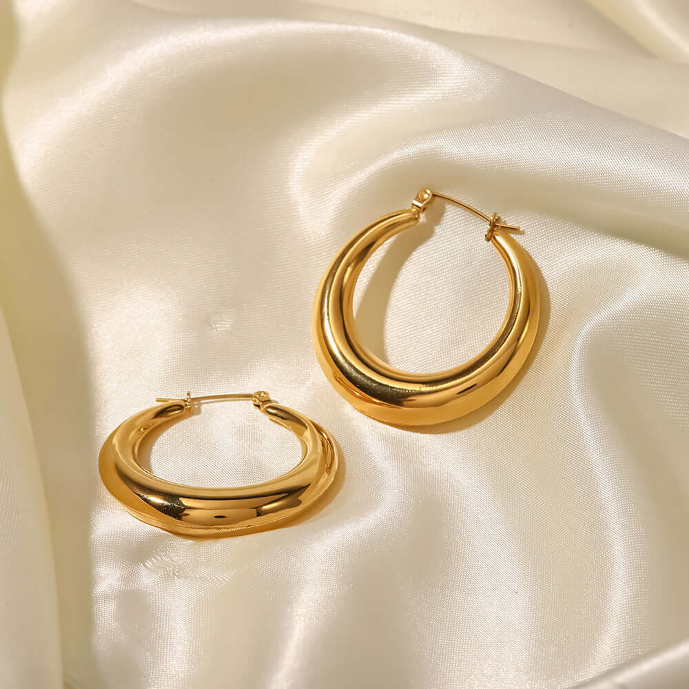 18K Gold Plated Fat Chunky Hoop Earrings